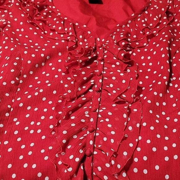 Red‎ and white Polka-dotted dress top - Picture 6 of 7